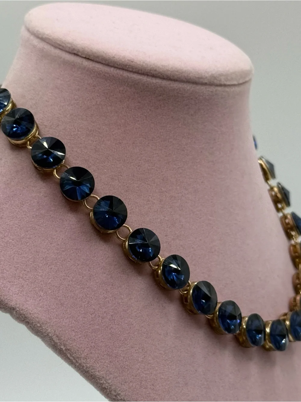 Classic dark Navy Crystal disc Link Necklace - Women Jewelry